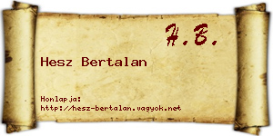 Hesz Bertalan névjegykártya